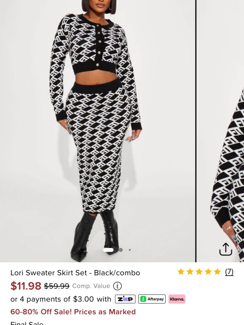 Fashion Nova Lori Sweater Skirt Set - Size 1XL - NWT! - Picture 4 of 12